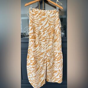 Midnight Sky Tiger Print Linen Blend Midi Skirt